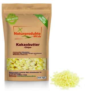 Kakaobutter Chips 1kg für Schokolade & Backen Kakao Butter Chunks Nibs Theobroma cacao kaltgepresst 1000 g