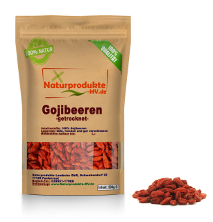 Goji Beeren natur ganz (500g) ohne Zusätze Gojibeeren Wolfsbeere