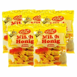 5 Tüten Milch Honig Bonbons (5x100g) Honigbonbons