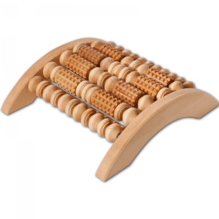 Fußmassage Gerät mit Rollen, symmetrisch aus Holz 28 cm