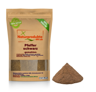 Pfeffer Schwarz gemahlen in Premium (250g) 1A Spitzenqualität