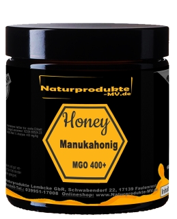 Manuka Honig MGO 400+ 140g schwarzes Echtglas 100% aus Neuseeland Manukahonig