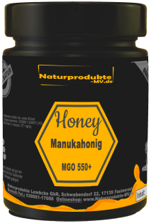 Manuka Honig MGO 550+ 250g im schwarzen Schmuckglas PUR, ROH & ZERTIFIZIERT Premium Qualität 100% natürlich Manukahonig