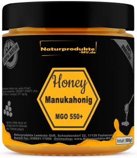 Manuka Honig MGO 550+ 500g im Glas 100% Echter Premium Manukahonig aus Neuseeland mit zertifiziertem Methylglyoxal Gehalt  Manukahonig